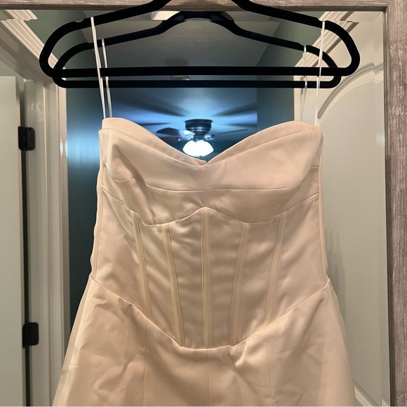 Reformation Pacie Satin Dress Lace Up Back - Picture 7 of 12